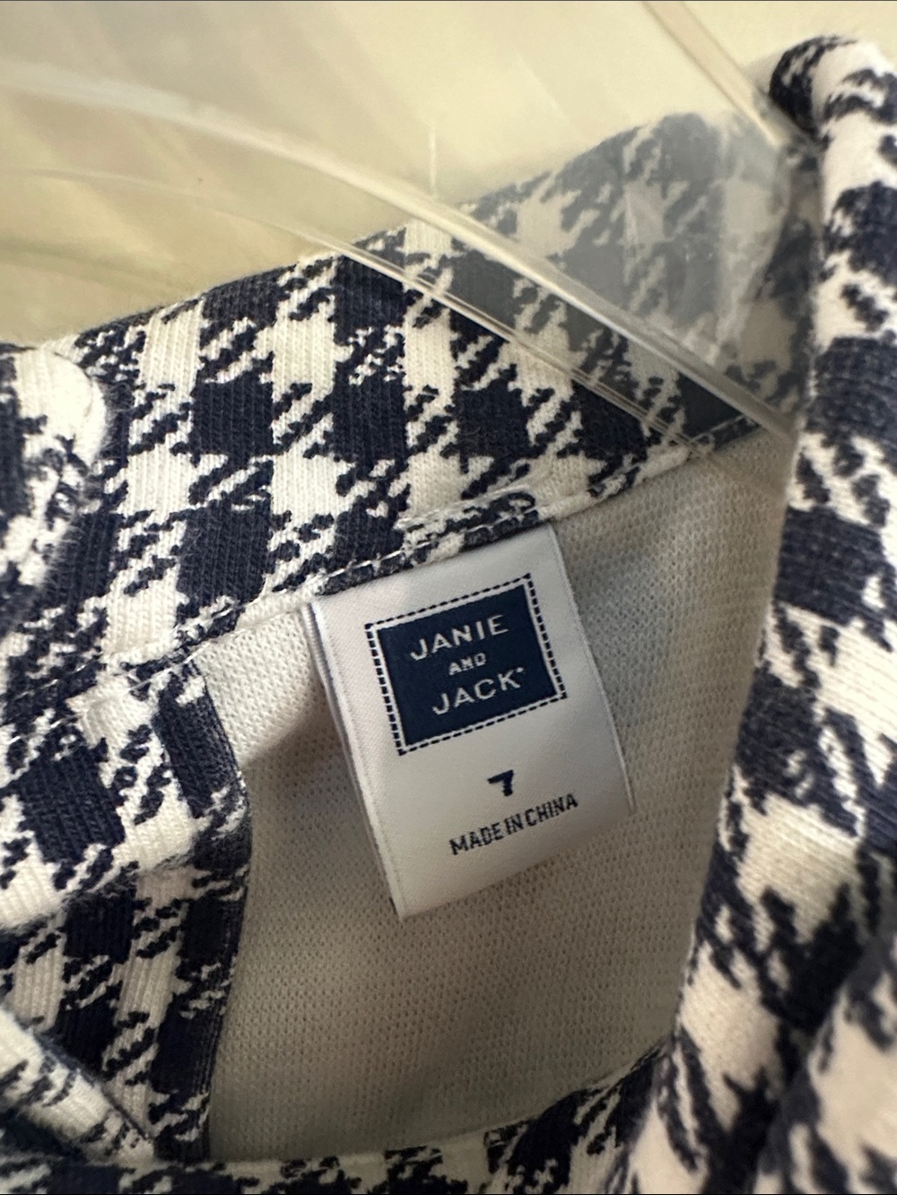 Janie and Jack Girls' Navy & White Houndstooth Fit-and-Flare Dress - Size 7 - Picture 7 of 7